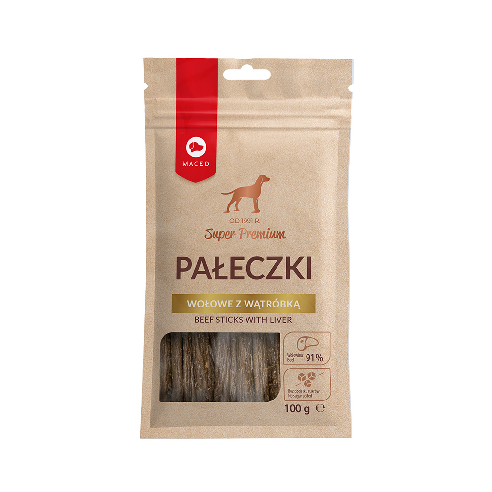 Maced Przysmak dla Psa Pałeczki Wołowe z Wątróbką 100g